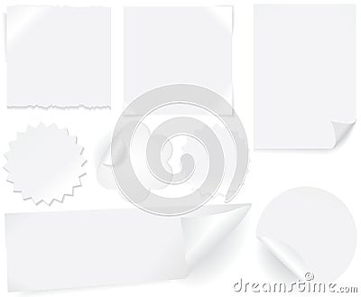 White paper labels Vector Illustration