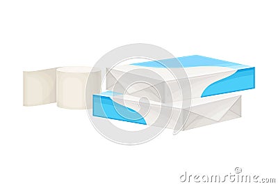 White Paper Ream and Roll of Paper as Manufactured Product Vector Illustration Vector Illustration