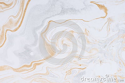 White paper sheet texture background. Flowing colors. Golden and silver fluid color pattern Stock Photo
