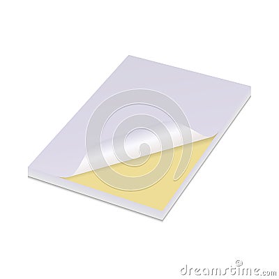 White paper sticker, yellow postit note, sticky adhesive blank Vector Illustration