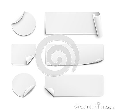 White paper stickers on white background Vector Illustration