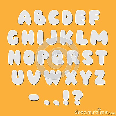 White paper style alphabet font Vector Illustration