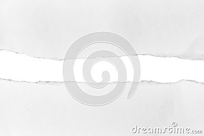 White paper tear, isolated on white Stock Photo