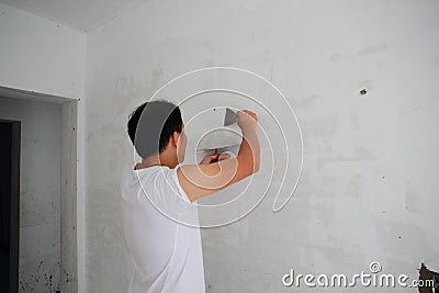 White parget on the wall Stock Photo