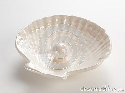 White pearl in the shell Stock Photo