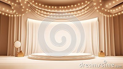 white pedestal light neon theme in luxury shopping background for product presentation Stock Photo