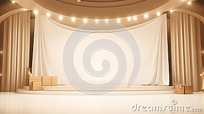white pedestal light neon theme in luxury shopping background for product presentation Stock Photo