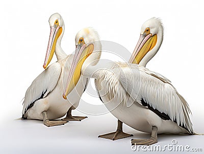 White Pelican Pelecanus onocrotalus Cartoon Illustration