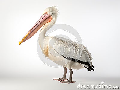 White Pelican Pelecanus onocrotalus Cartoon Illustration