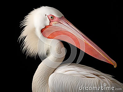 White Pelican Pelecanus onocrotalus Cartoon Illustration