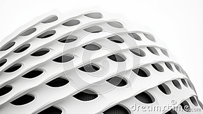 White perforated architectural structure futuristic geometric pattern innovative parametric design minimalism abstract 3D Cartoon Illustration