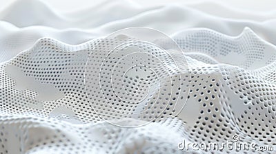 White perforated futuristic structure, abstract digital AI mind, data surface texture background. Concept of technology, network, Stock Photo