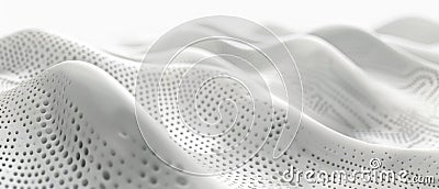 White perforated futuristic structure, abstract digital waves of AI mind, data surface texture background. Concept of technology, Stock Photo