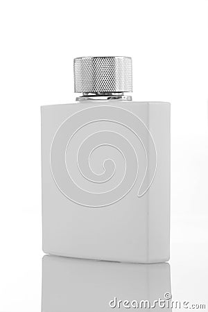 White Perfume Bottle for Mockups on White Stock Photo