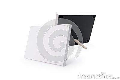 White photo frame and stand on isolated background. Blank picture border for your design. Clipping path or cutout object for Stock Photo