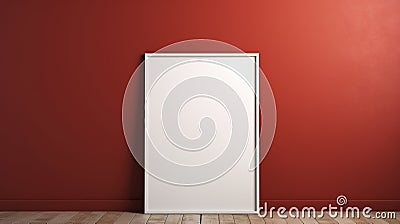 White pictureframe on red background ai generated frame mockup minimal Stock Photo