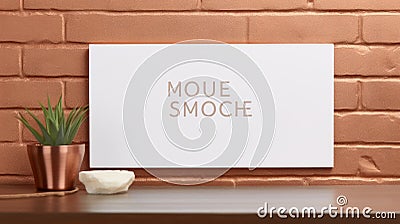 White Suede Sign Mockup With Copper Background Stock Photo