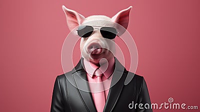 White Pig In Sunglasses: A Stylish Zbrush Creation Stock Photo