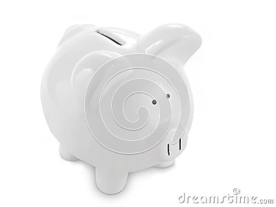 White Piggy Bank Stock Photo