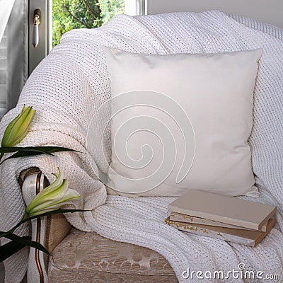 White pillow case Mockup. Stock Photo