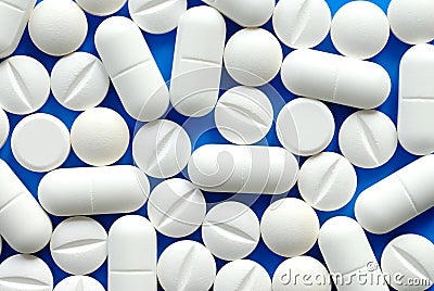 White Pills Stock Photo