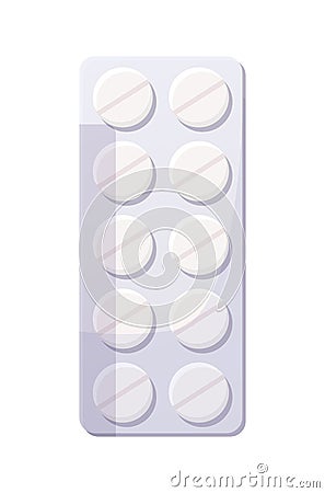 White pills in blister Vector Illustration