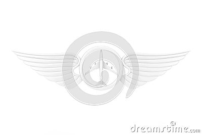 White Pilot Wing Emblem, Badge or Logo Symbol in Clay Style. 3d Rendering Stock Photo