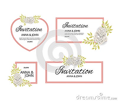 White and pink Floral border Vector Illustration