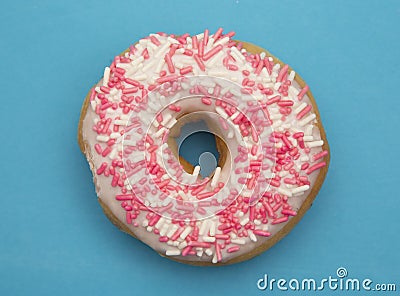 White and Pink Sprinkle Donuts Stock Photo