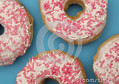 White and Pink Sprinkle Donuts Stock Photo