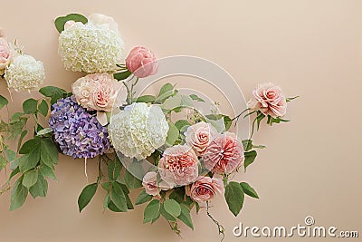 White and pink vintage flowers. Digital illustration Cartoon Illustration