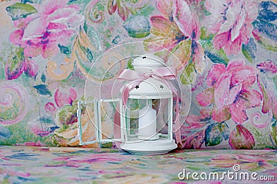 White and pink wedding lantern decorations Stock Photo