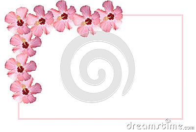 White Placecard Bordered in Pink Flowers Stock Photo