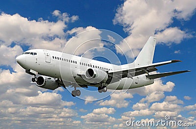 White plane landing Stock Photo