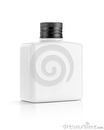 White plastic bottle for cosmetic or toiletry product design mock-up Stock Photo
