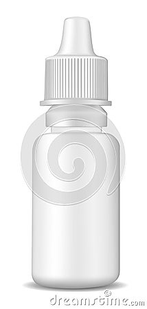 White plastic bottle for nasal spray and eye drops Vector Illustration