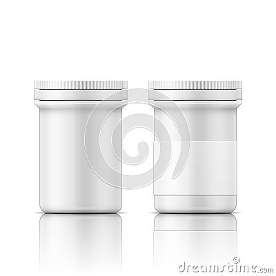 White plastic bottle for pills. Vector Illustration