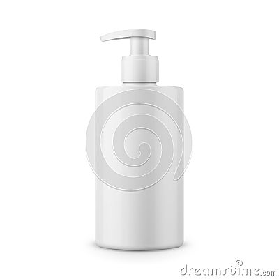 White plastic bottle template for liquid soap. Vector Illustration