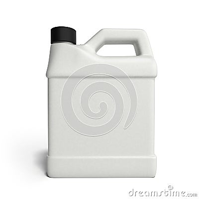 White plastic canister for motor oil isolated on white backgroun Stock Photo