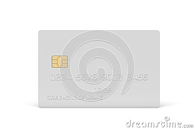 White plastic card with chip isolated on white. Payment or credi Stock Photo