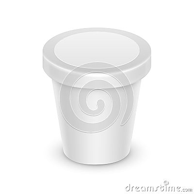 White Plastic Container For Dessert, Ice Cream Vector Illustration