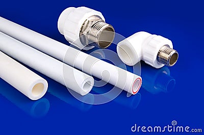 White plastic fittings Stock Photo