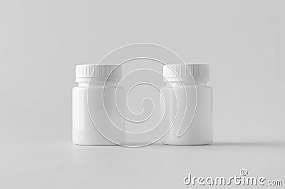 White plastic supplement / medicine mock-up Stock Photo