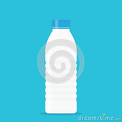 White plastic yogurt milk bottle with a blue lid Vector Illustration