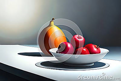 colorful still life, modern illustration with fruits Stock Photo