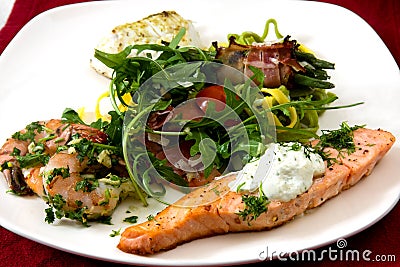 White plate with delicious meal Stock Photo