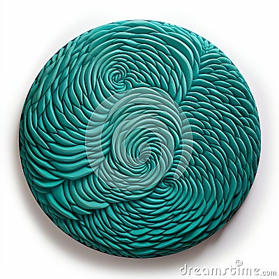 Teal-coated 3d Polyester Ceramic Sculpture With Swirls And Detailed Feather Rendering Stock Photo