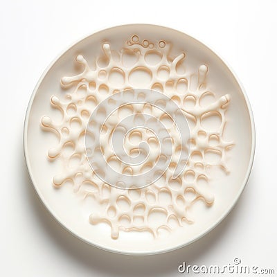 White Plate With Molecular Designs In Patricia Piccinini Style Stock Photo
