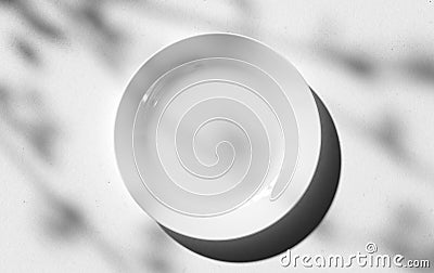 White plate template, ceramic utensil 3D rendering with realistic shadows on the background Stock Photo