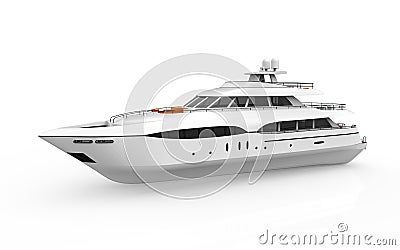 White Pleasure Yacht Isolated on White Background Stock Photo